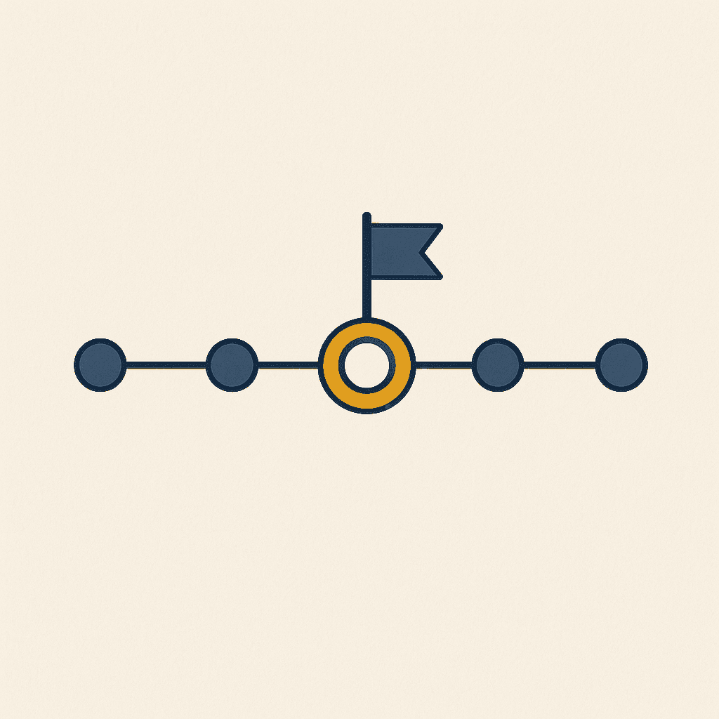 Illustration of a case timeline with one highlighted milestone